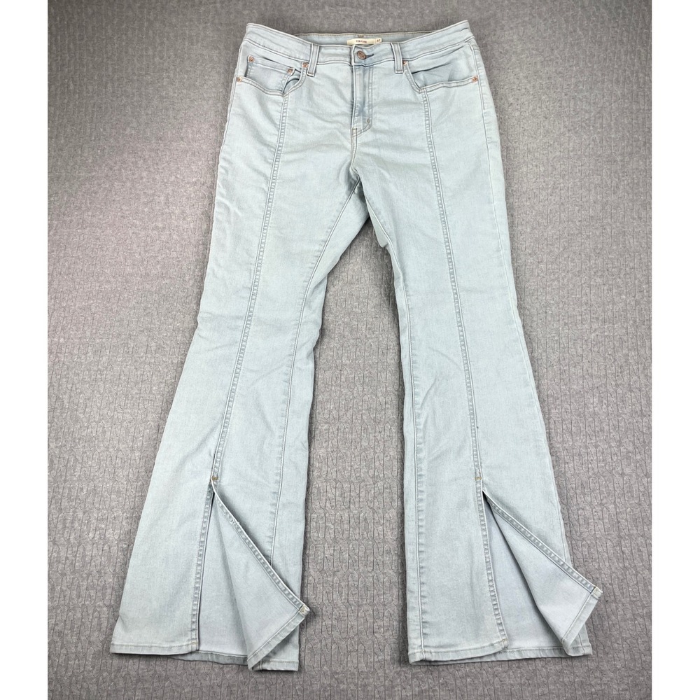 Levi's 726 Bootcut Flare Jeans Women 32x31 Light Wash Blue Front Seam Slit Hem